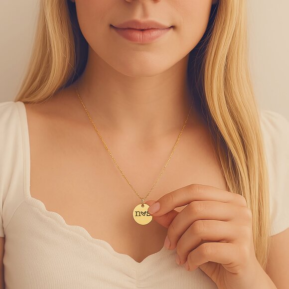 Initial Disc Necklace | Custom Disc Necklace | Personalized Necklace - Picture 2 of 7